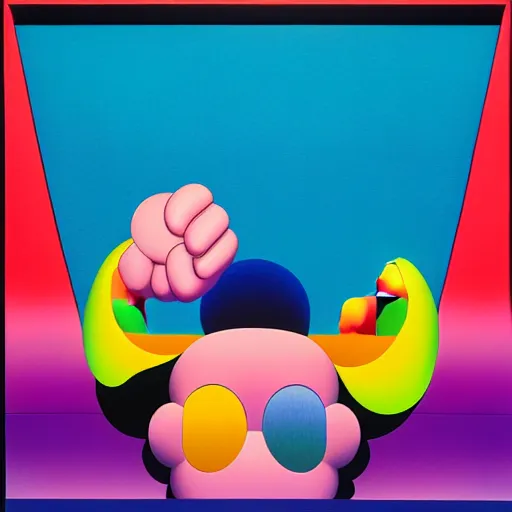 Image similar to box by shusei nagaoka, kaws, david rudnick, airbrush on canvas, pastell colours, cell shaded, highly detailed