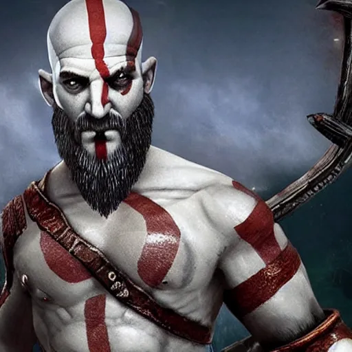 Prompt: benjamin netanyahu as kratos from god of war, looks like benjamin netanyahu