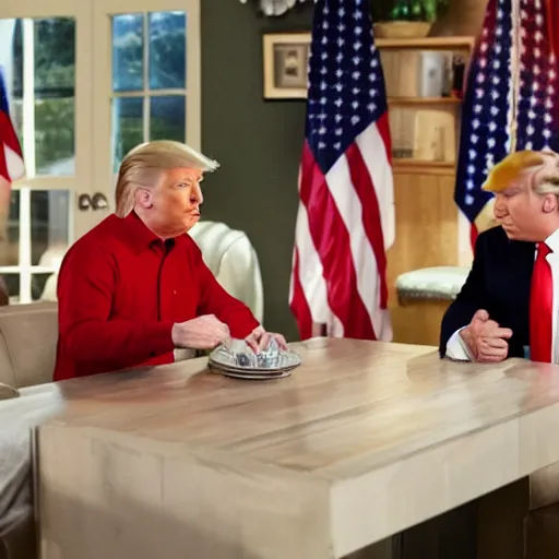 Prompt: a scene from the tv show, the boys, featuring donald trump as homelander.