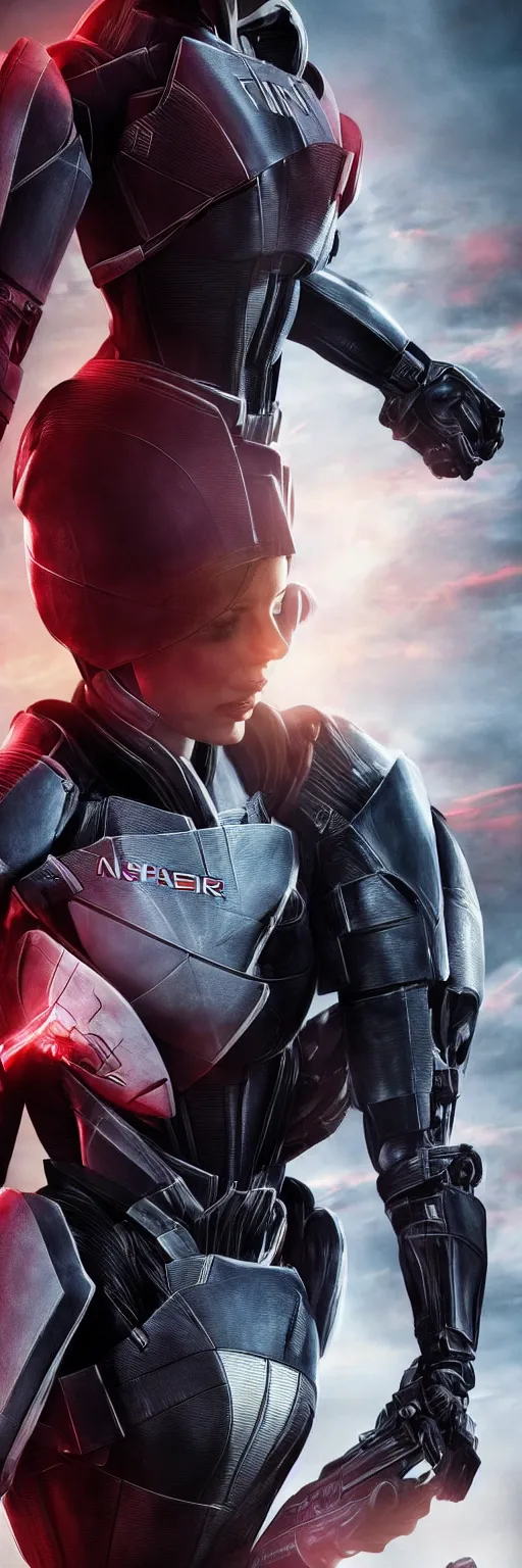 Prompt: “Emily Blunt as female Commander Shepard. Mass Effect, movie poster, photorealistic, cinematic, high detail, 4k”