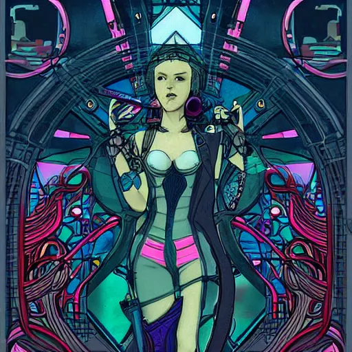 Image similar to cyberpunk art nouveau