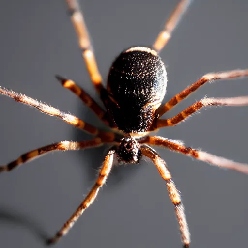 Image similar to a micro photo of spider with a hat, amazing lighting, hyper realistic