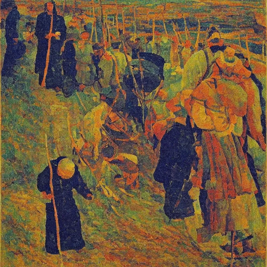 Image similar to artwork about a road to freedom, by konstantin yuon. atmospheric ambiance. depth of field and tridimensional perspective. lighthearted mood.