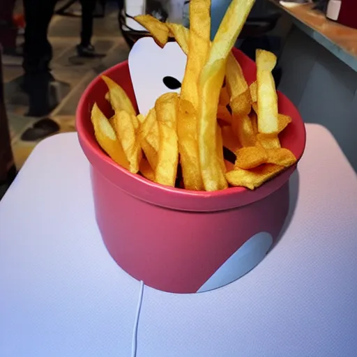 Image similar to photo of [ a single salted french fry chip ] shaped like that looks like ( stephen fry ) [ as a pixar character ] [ hybrid ] intercross mix cinematic lighting