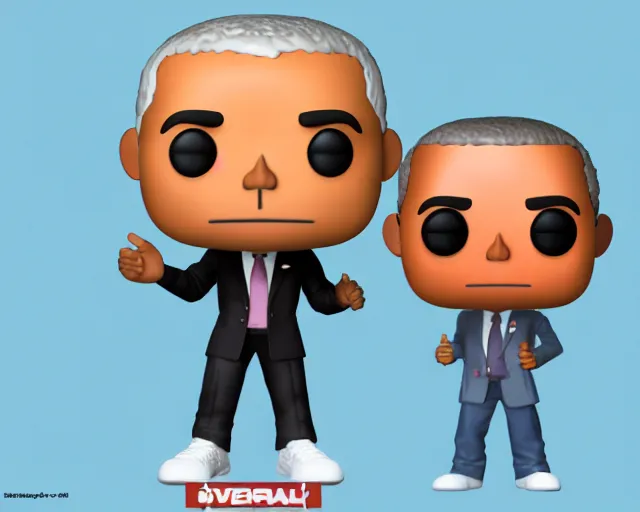 Image similar to full body 3d render of barack obama as a funko pop, packaging, studio lighting, white background, blender, trending on artstation, 8k, highly detailed