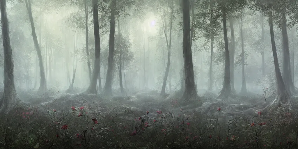 Prompt: highly detailed, intricate stunningly beautiful image of a forest , photorealistic, dusty and smokey, 8k, ethereal,matte painting, stunning atmosphere, morning,beautiful lit by Andrei Riabovitchev and Jacek Szynkarczuk and Zdzisław Beksiński