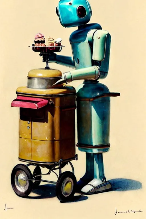 Image similar to ( ( ( ( ( 1 9 5 0 s retro future android robot mobile icecream vendor. muted colors., ) ) ) ) ) by jean - baptiste monge,!!!!!!!!!!!!!!!!!!!!!!!!!