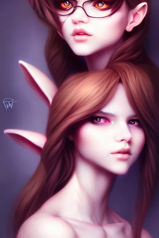 Prompt: rabbit girl portrait by Artgerm and WLOP