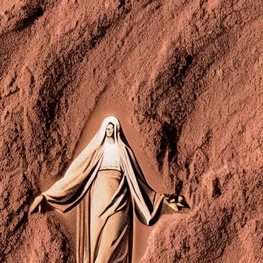 Image similar to wispy virgin mary image in mars soil
