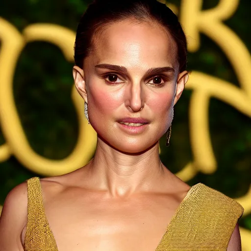 Image similar to golden sculpture of natalie portman