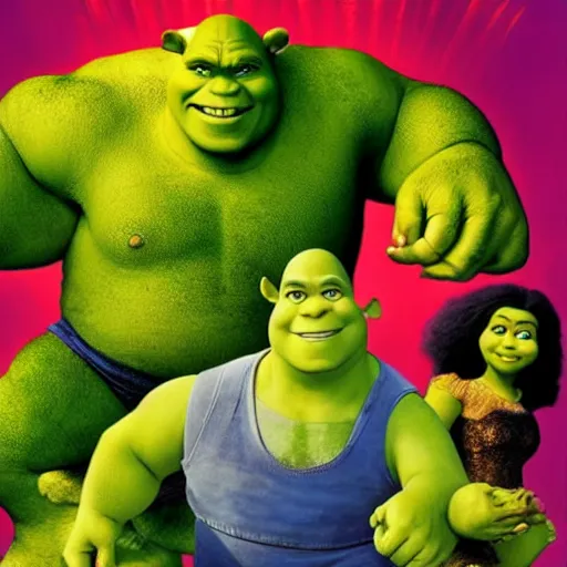 Image similar to Shrek VS the incredible hulk movie poster