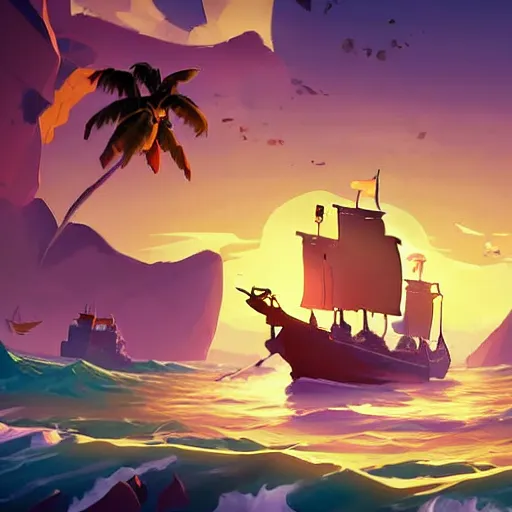 Image similar to painting treasure on sea of thieves game smooth median photoshop filter cutout vector, behance hd by jesper ejsing, by rhads, makoto shinkai and lois van baarle, ilya kuvshinov, rossdraws global illumination