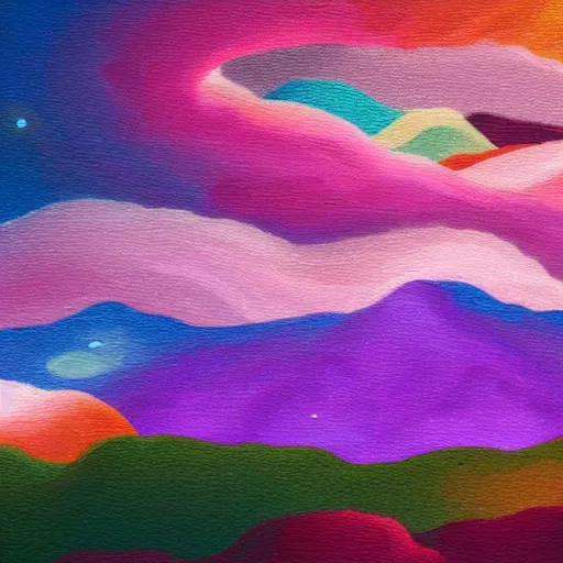 Prompt: a cotton candy landscape of elon musk