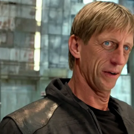 Prompt: A still of Tony Hawk in the film Avengers, high definition