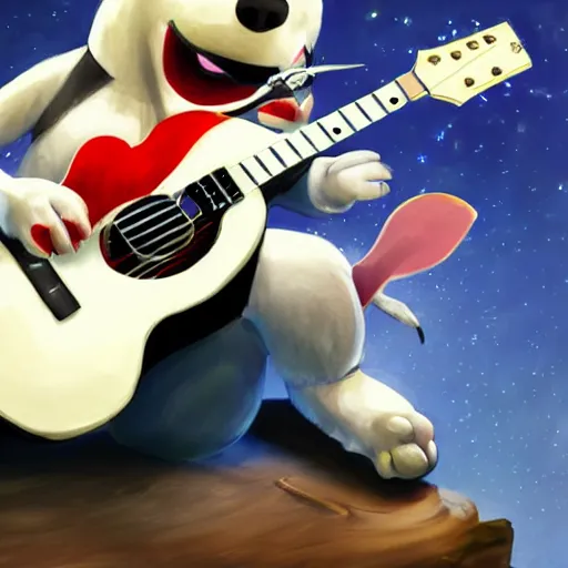 Image similar to K.K Slider playing guitar at a concert, digital art, high quality, detailed