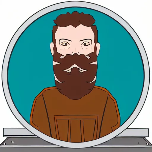 Image similar to bearded man turns bowl using woodlathe, lathe, machinery, vector art