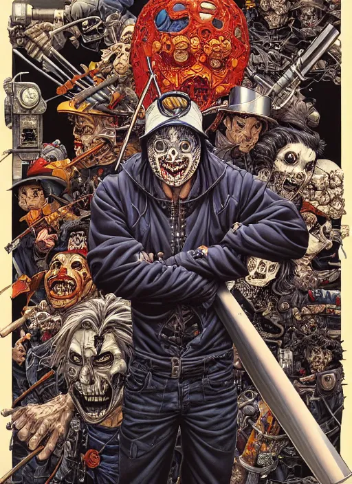 Image similar to portrait of crazy casey jones, symmetrical, by yoichi hatakenaka, masamune shirow, josan gonzales and dan mumford, ayami kojima, takato yamamoto, barclay shaw, karol bak, yukito kishiro