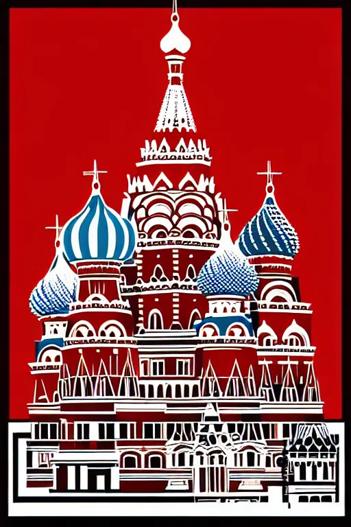 Image similar to minimalist boho style art of colorful moscow red square, illustration, vector art