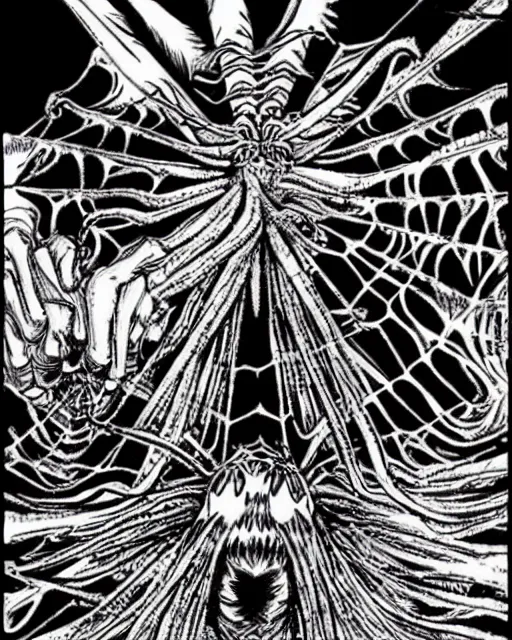 Image similar to a manga artwork of a spider by junji ito