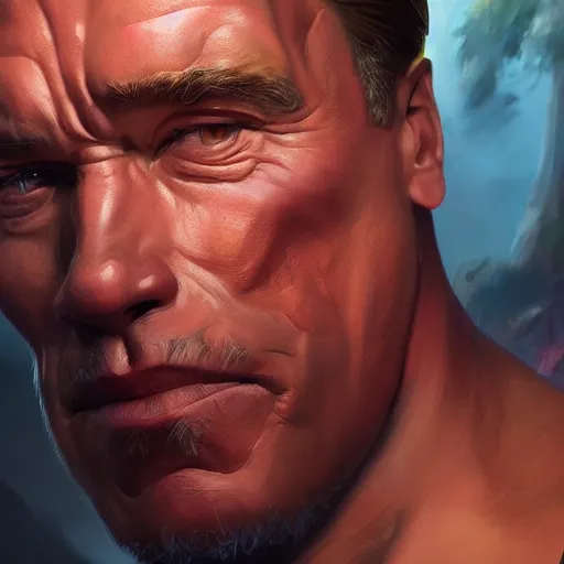 Image similar to a screenshot of arnold schwarzenegger as reinhardtin overwatch, portrait, fantasy, beautiful face, vivid colors, elegant, concept art, sharp focus, digital art, hyper - realistic, 4 k, unreal engine, highly detailed, hd, dramatic lighting by brom, trending on artstation