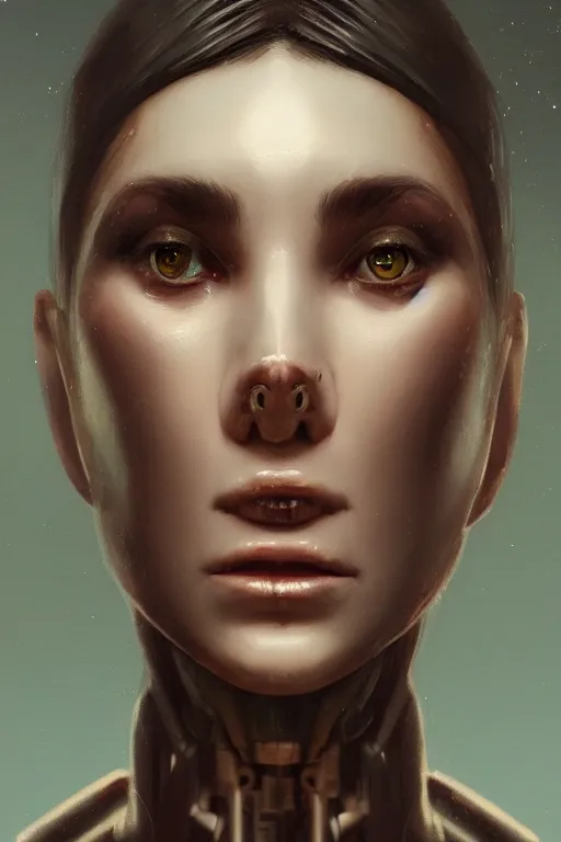 Prompt: a fancy portrait of a half robot half alien women by Greg Rutkowski, Sung Choi, Mitchell Mohrhauser, Maciej Kuciara, Johnson Ting, Maxim Verehin, Peter Konig, final fantasy , 8k photorealistic, cinematic lighting, HD, high details, atmospheric , trending on artstation