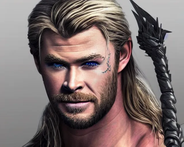 Prompt: chris hemsworth as thor with exaggerated drag queen makeup, amazing digital art, amazing detail, photorealistic