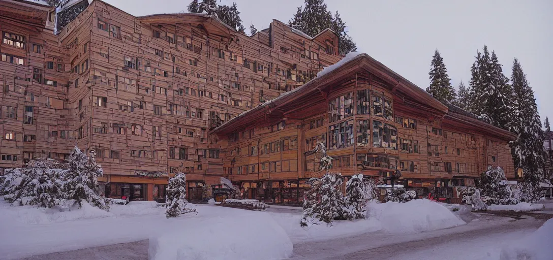 Prompt: postmodern zakopane designed by louis sullivan. fujinon premista 1 9 - 4 5 mm t 2. 9. portra 8 0 0.