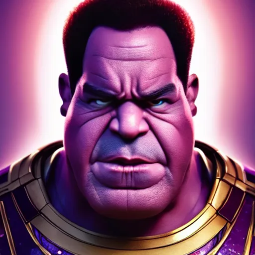 Image similar to a portrait of abdelfattah alsisi as thanos, the pixar adaptation, with same hairstyle, angry facial expressions, hyper detailed, digital art, trending in artstation, cinematic lighting, studio quality, smooth render, unreal engine 5 rendered, octane rendered
