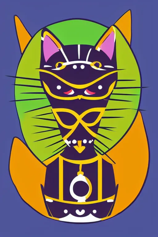 Image similar to Portrait of a cat as a Mexican wrestler in a mask, sticker, colorful, illustration, highly detailed, simple, smooth and clean vector curves, no jagged lines, vector art, smooth