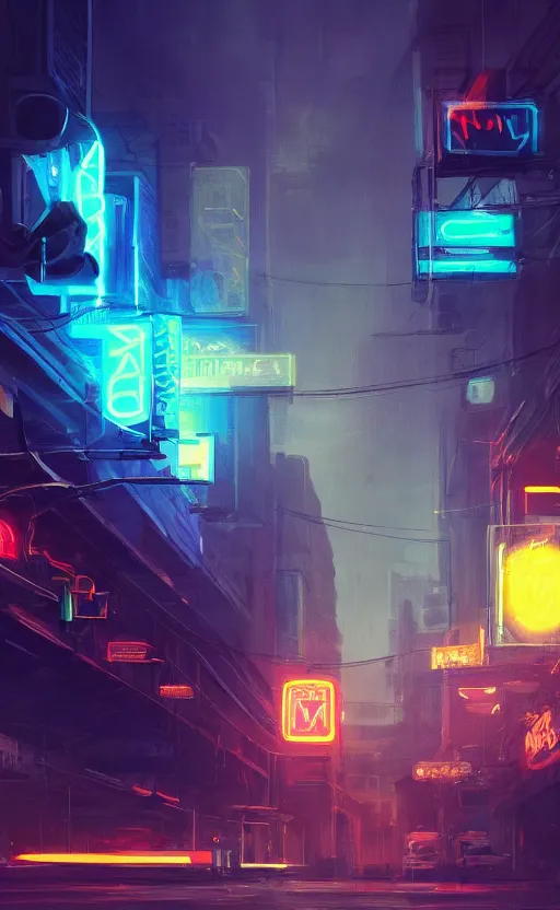 Image similar to a blurry neon sign in the distance, dynamic lighting, photorealistic fantasy concept art, trending on art station, stunning visuals, creative, cinematic, ultra detailed