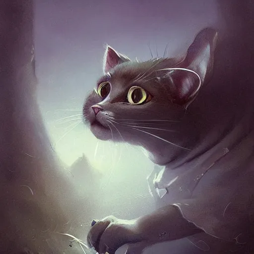 Image similar to hybrid of mouse and cat, half cat - half mouse, digital art fantasy art, art by george stubbs, jakub rozalski, anton fadeev, james gurney, anato finnstark