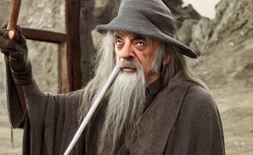 Prompt: Mr. Bean as Gandalf