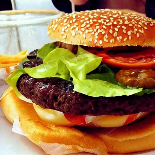 Prompt: a picture perfect hamburger, realistic,