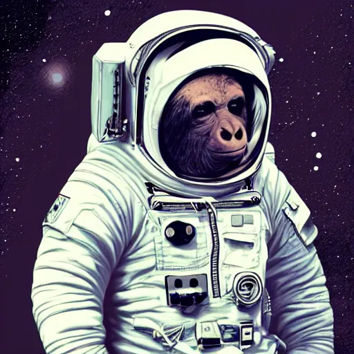 Image similar to man astronautgorilla, digital art