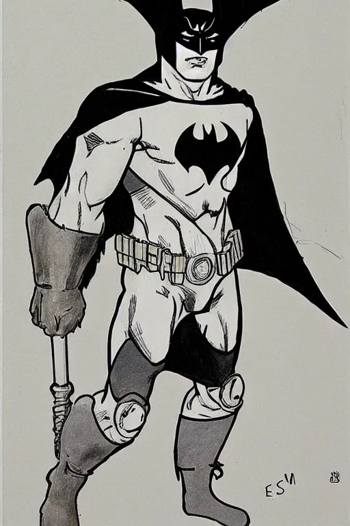 Image similar to Batman by drawing by Egon Schiele