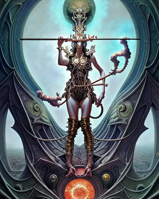 Image similar to the chariot tarot card, fantasy character portrait made of fractals, ultra realistic, wide angle, intricate details, the fifth element artifacts, highly detailed by peter mohrbacher, hajime sorayama, wayne barlowe, boris vallejo, aaron horkey, gaston bussiere, craig mullins