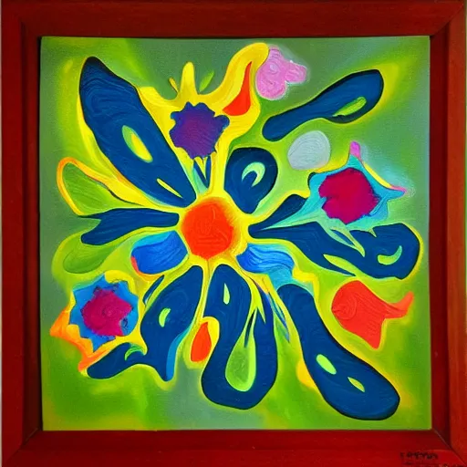 Image similar to abstract oil painting of flower made out of organic shapes merging