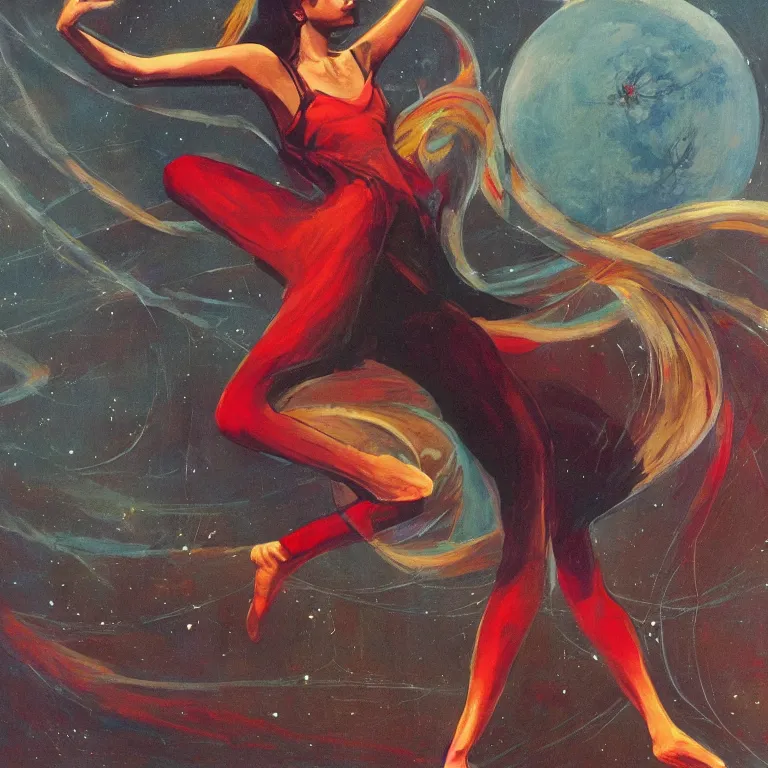 Prompt: dancer in the wind by ed emshwiller, retrofuturism, trending on artstation