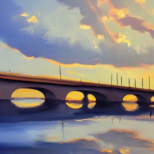 Prompt: beautiful painting of sargent texas bridge by olaf krans