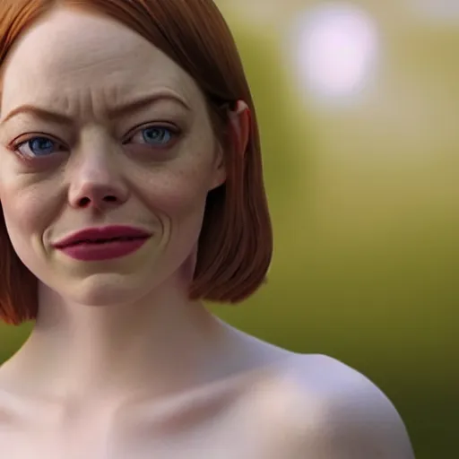 Image similar to emma stone is gollum, emma stone is smeagol, no hair, 8k detail, hyper realistic, cinematic photo