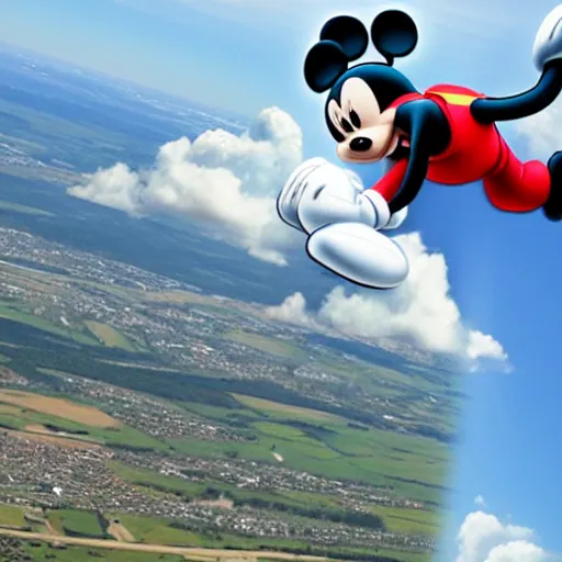 Image similar to mickey mouse skydiving