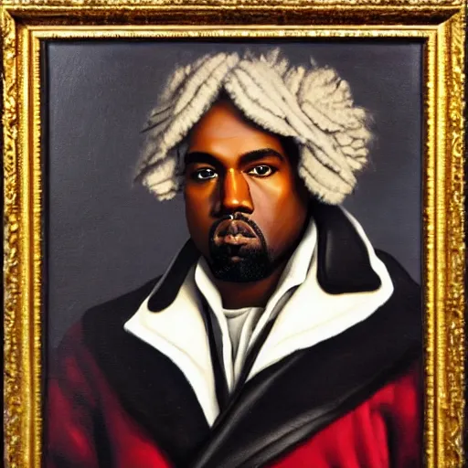 Prompt: kanye west as beethoven, oil painting, renaissance, without frame