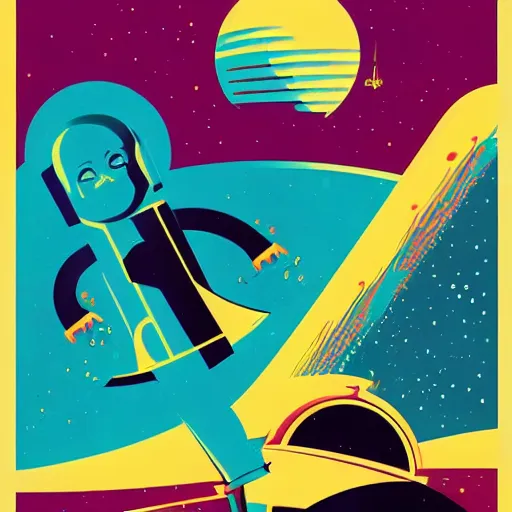 Image similar to splash of color, illustration by tom whalen and charles williams and kilian eng and james jean, 1 9 5 0 s scifi poster