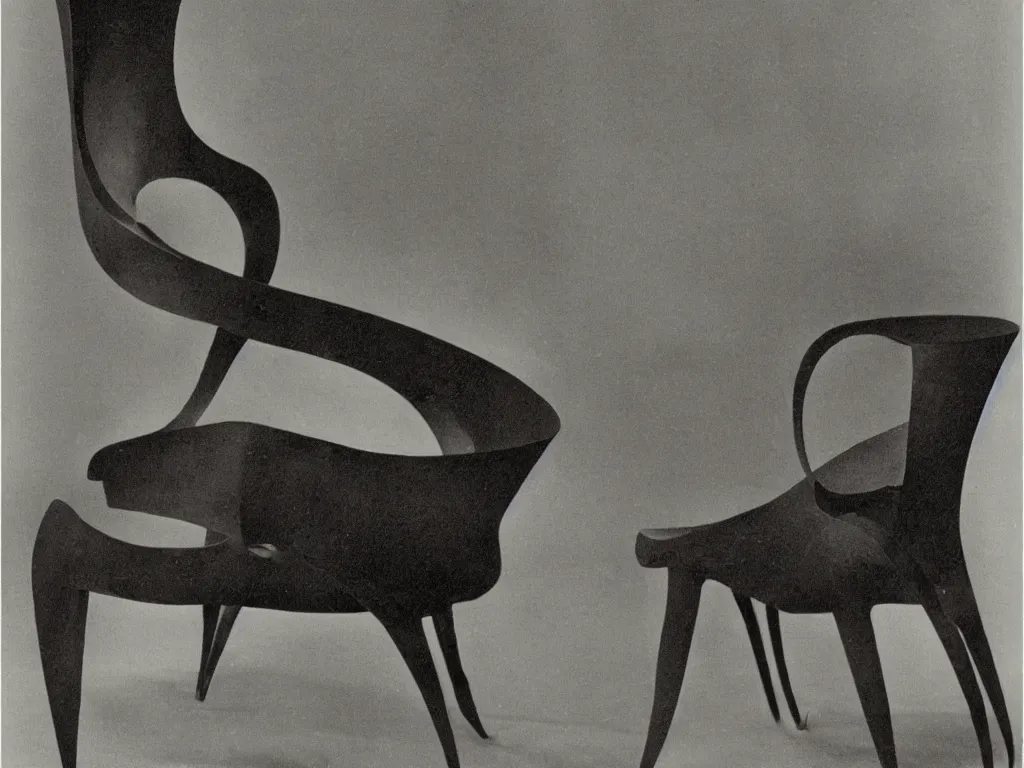 Image similar to luminescent gothic chair with ear. karl blossfeldt