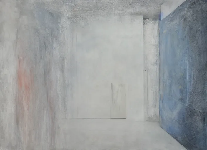 Image similar to beautiful abstract composition in middle rest is white canvas by eddie martinez and pat steir and hilma af klint, psychological, photorealistic, dripping paint, washy brush, oil on canvas, matte painting, rendered in octane, altermodern, masterpiece