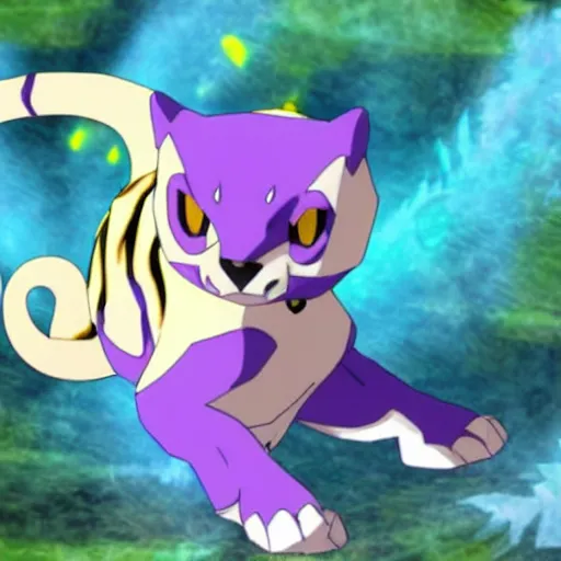 Image similar to an Digimon that have shape like tiger , 3d