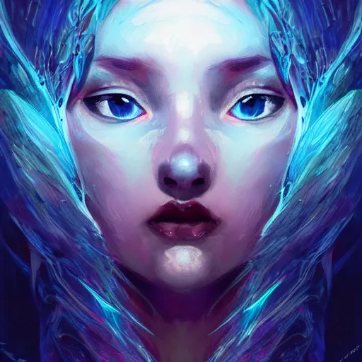 Image similar to Art station concept of a beautiful girls body kneeling in a dark cave, compulsion, Hypnosis, hypnotising, hypnotic eyes, light blue eyes, spiral eyes, symmetrical face, cybernetic features, by Stanley Artgerm Lau, WLOP, Rossdraws, James Jean, Andrei Riabovitchev, Marc Simonetti, and Sakimichan, trending on artstation