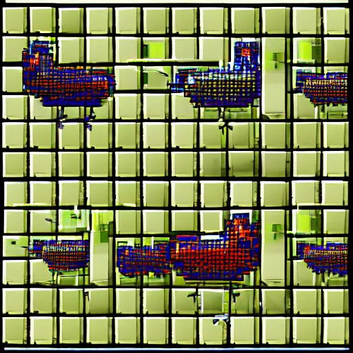 Image similar to an image with matrix of 4 x 4 blocks, each block is sprite sheet of a jumping chicken, the frames are in sequence to make a sprite sheet animation, detailed game art, 3d render, artstation