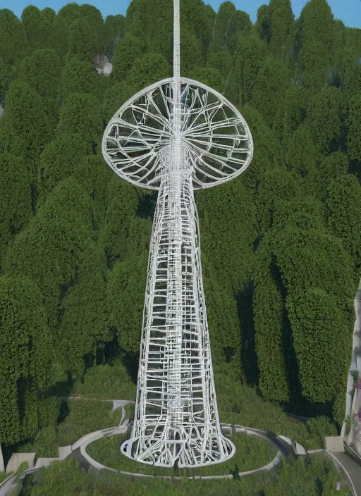 Image similar to highly detailed realistic architecture 3 d render of a stele shukhov tower with rouble icon inside standing in a city park, archdaily, made in unreal engine 4 octane render