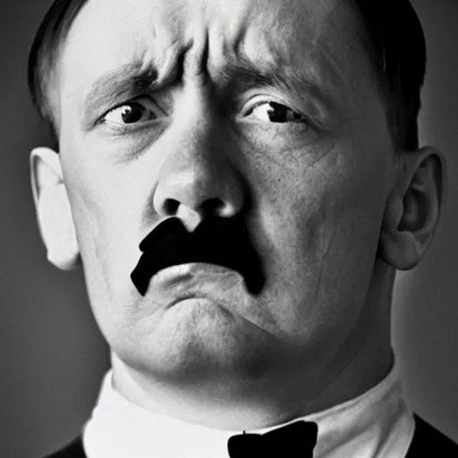 Image similar to photo of adolf hitler crying in the style of martin schoeller